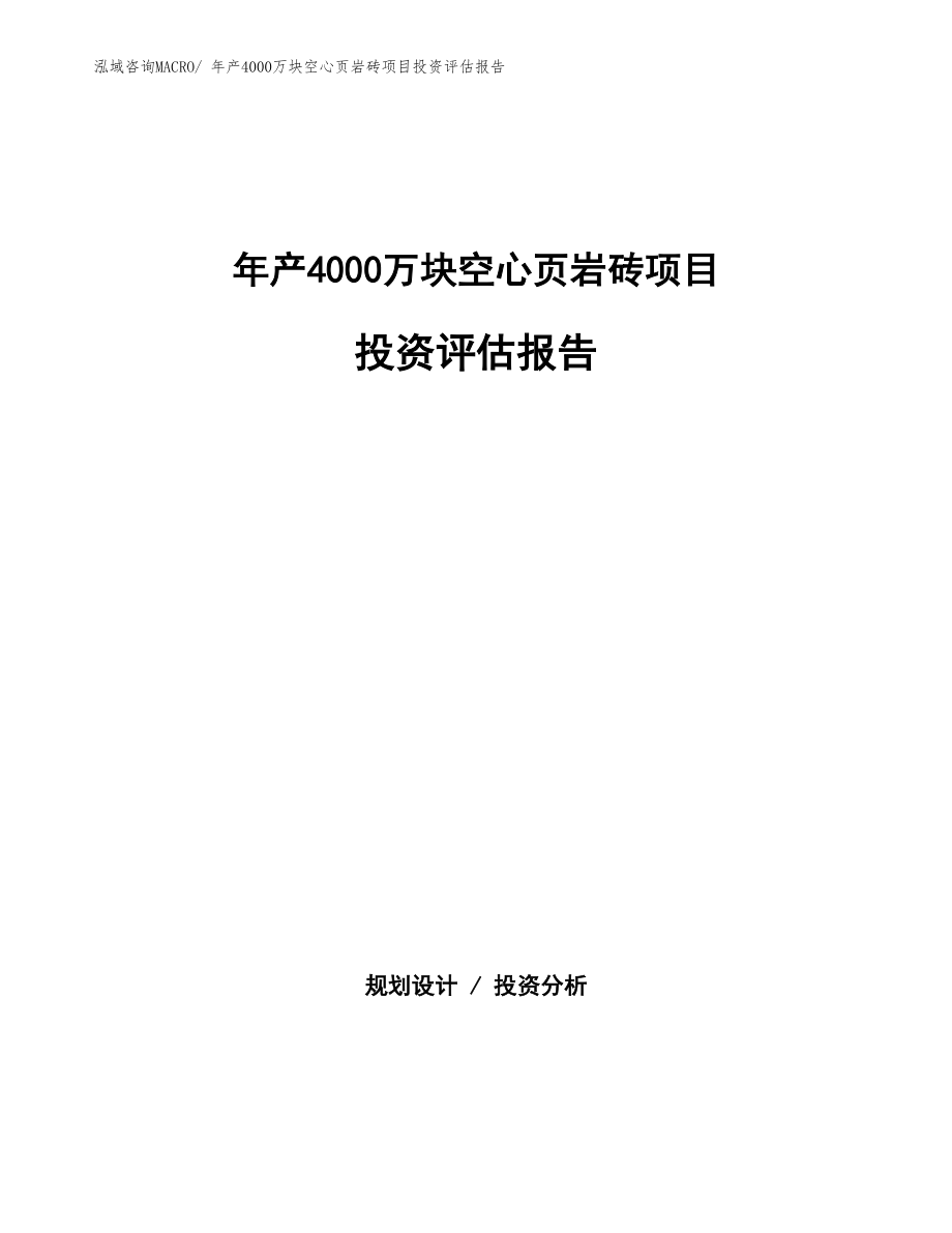 年产4000万块空心页岩砖项目投资评估报告.docx_第1页