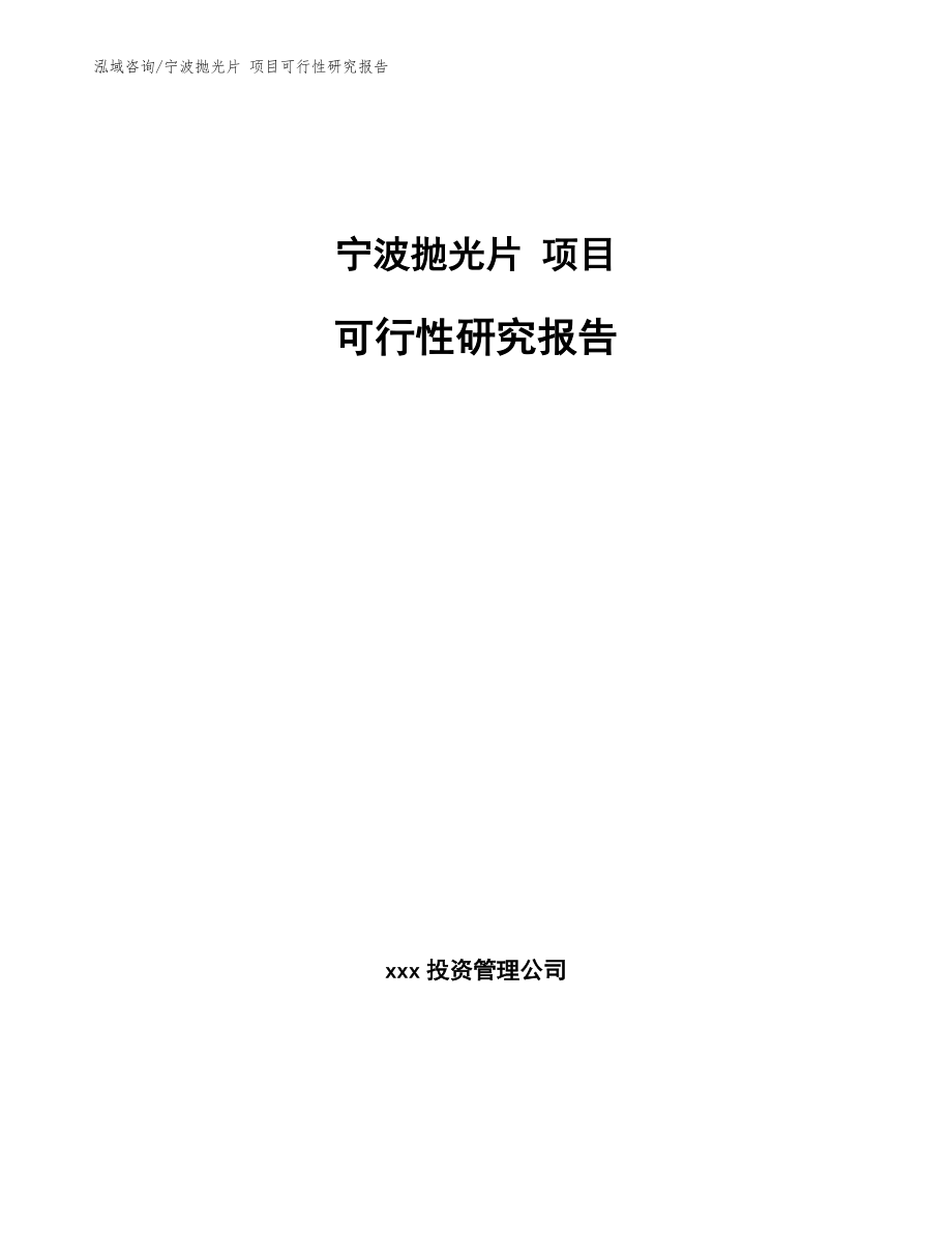 宁波抛光片 项目可行性研究报告【模板参考】_第1页