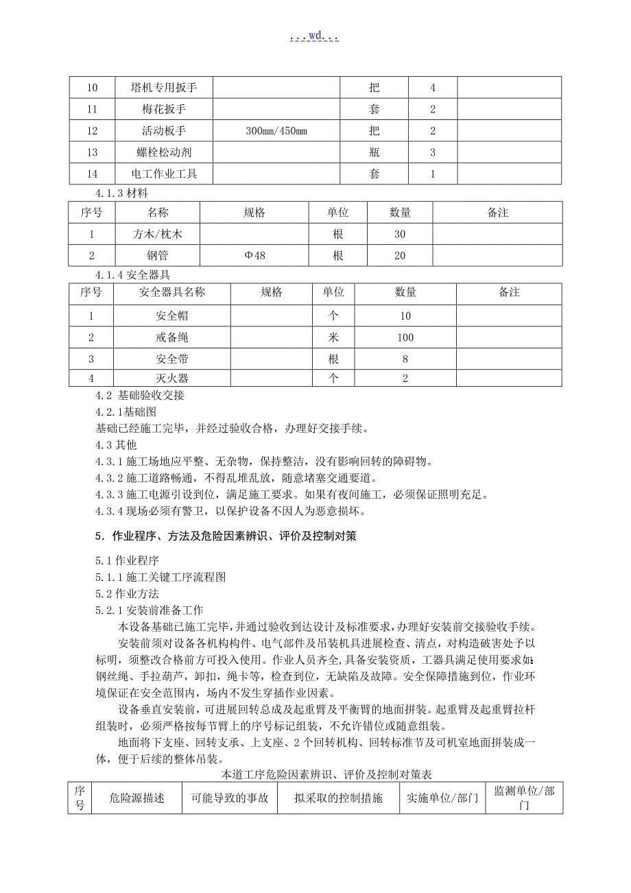 自备电厂扩建工程JL150固定式塔式起重机安装方案_第5页