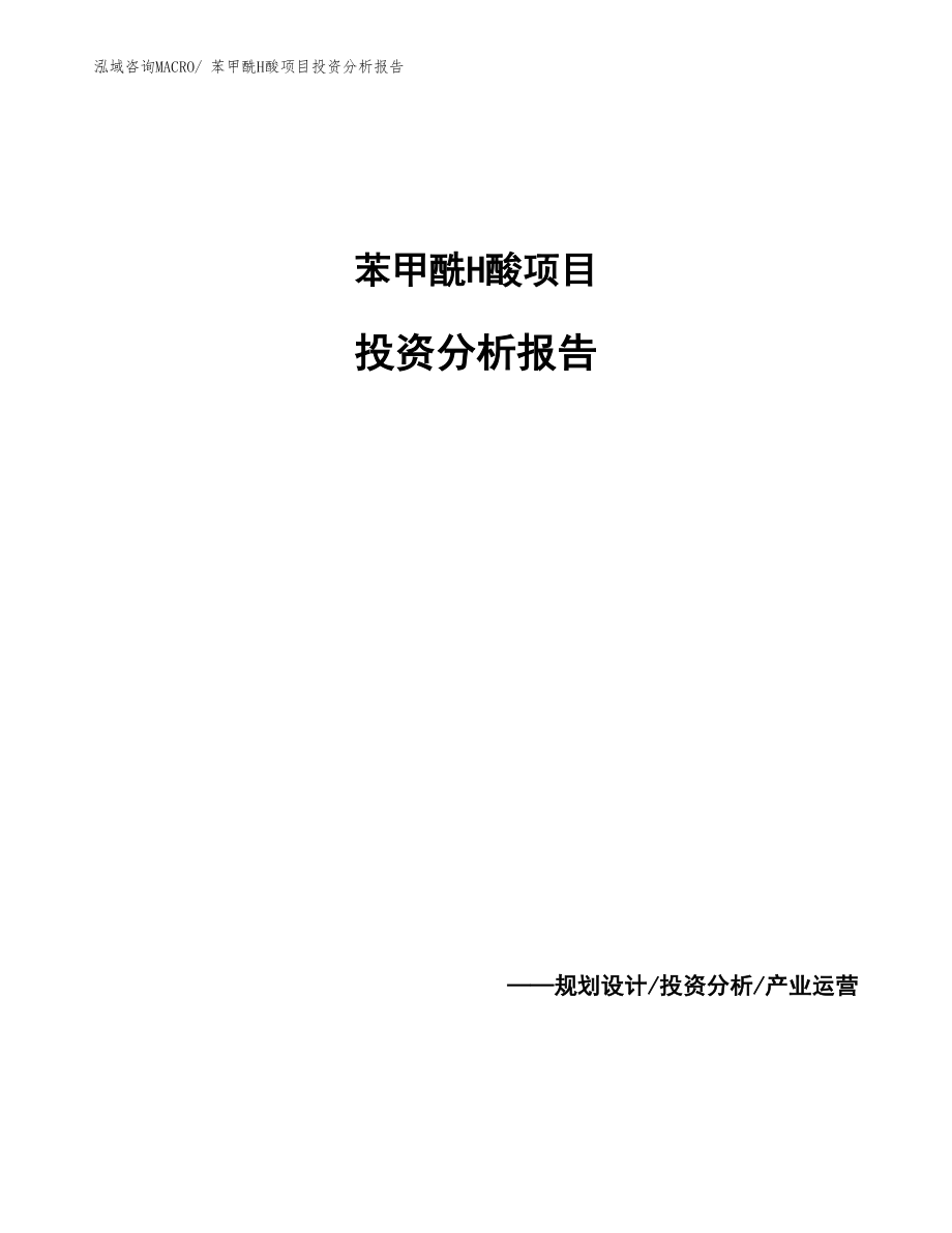 苯甲酰H酸项目投资分析报告_第1页