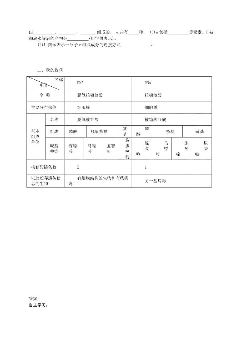 2022年高中生物 2.3核酸导学案 新人教版必修1_第5页