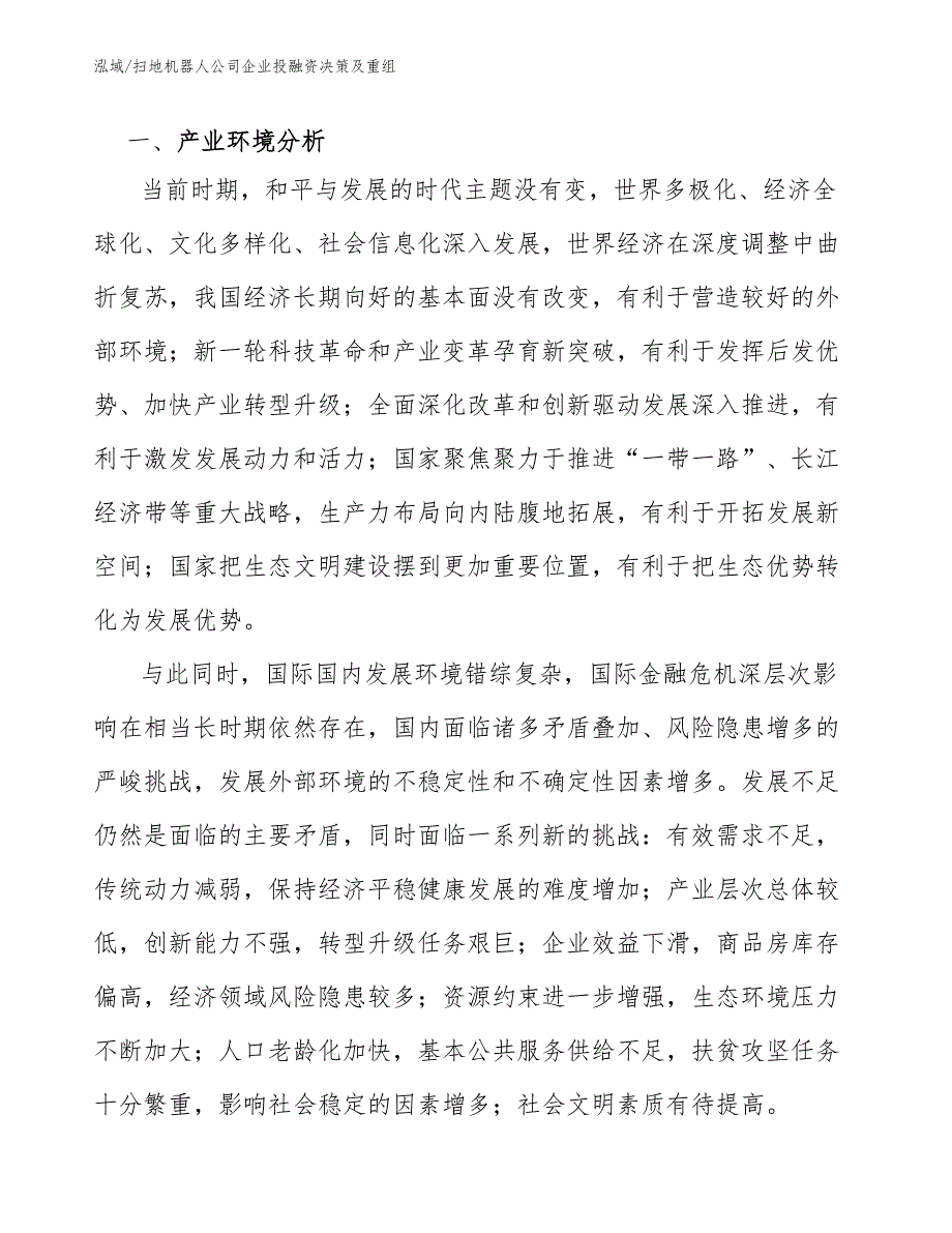 扫地机器人公司企业投融资决策及重组（范文）_第2页