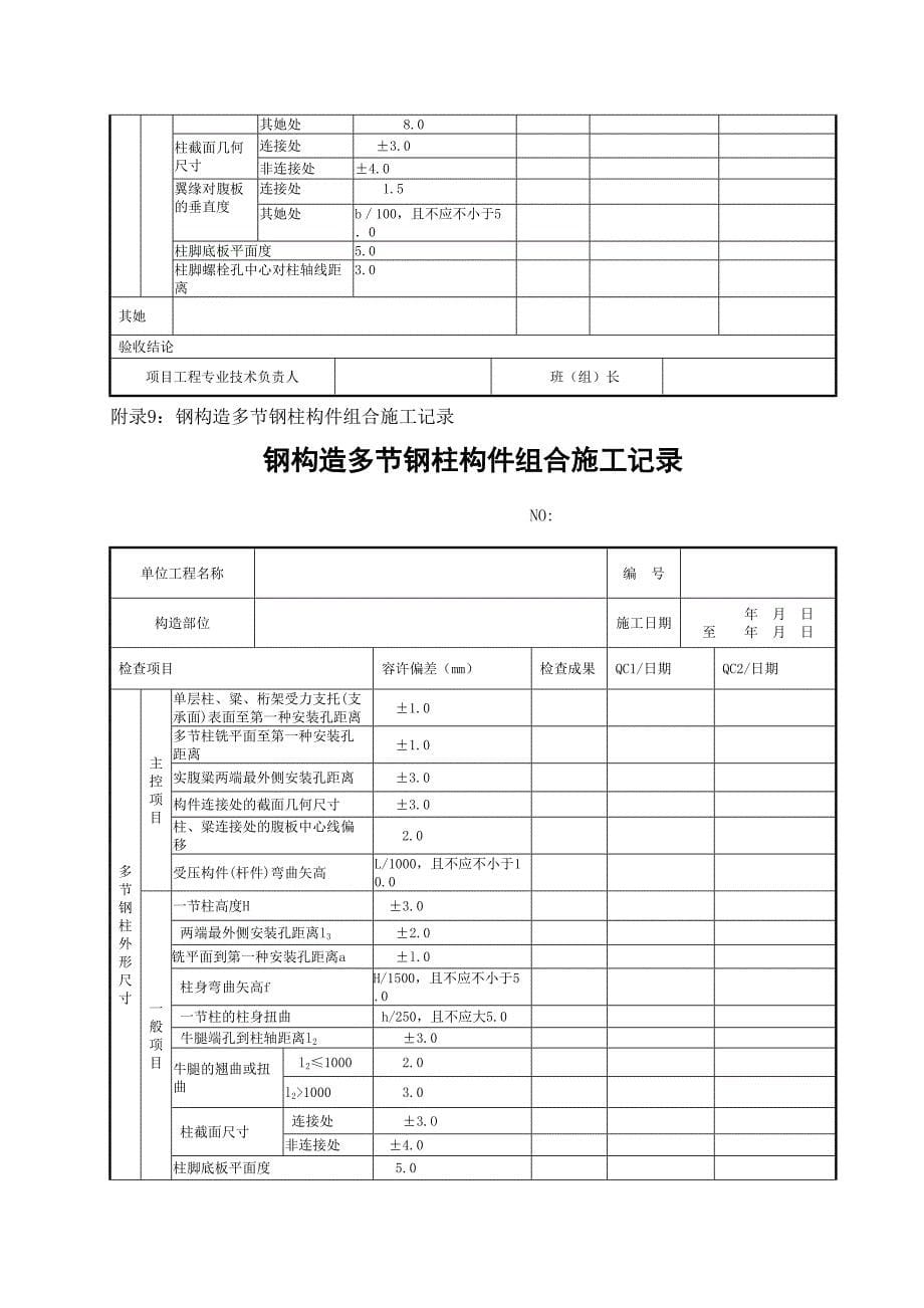 10、 钢结构焊接h型钢构件组合施工记录_第5页