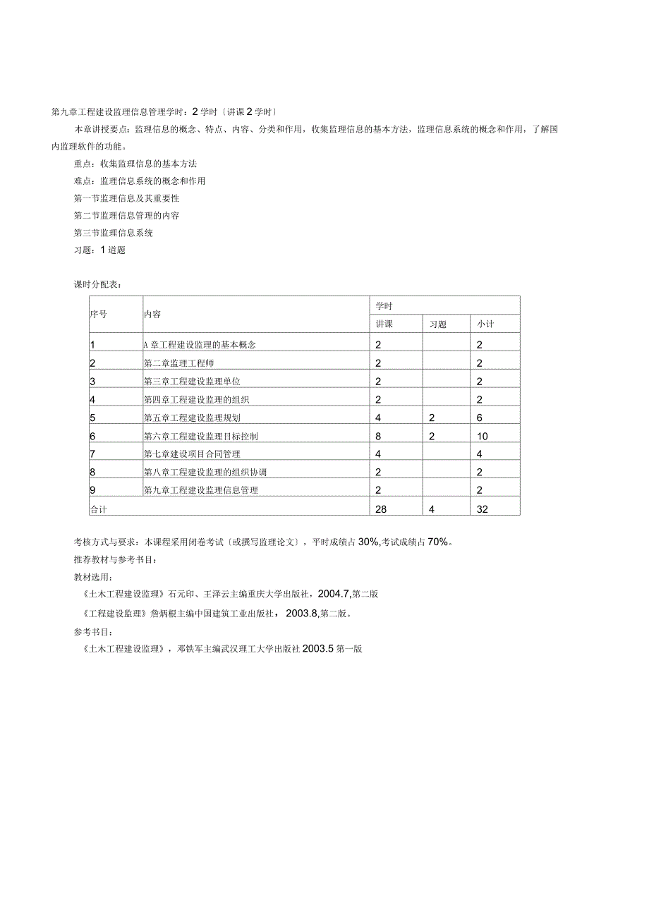 工程建设监理教学大纲_第4页