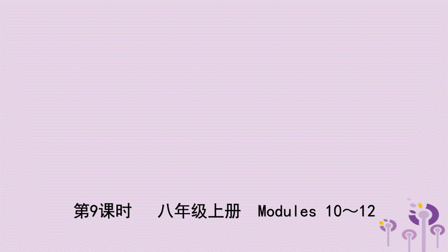 山东省潍坊市2019年中考英语总复习 第9课时 八上 Modules 10-12课件_第1页