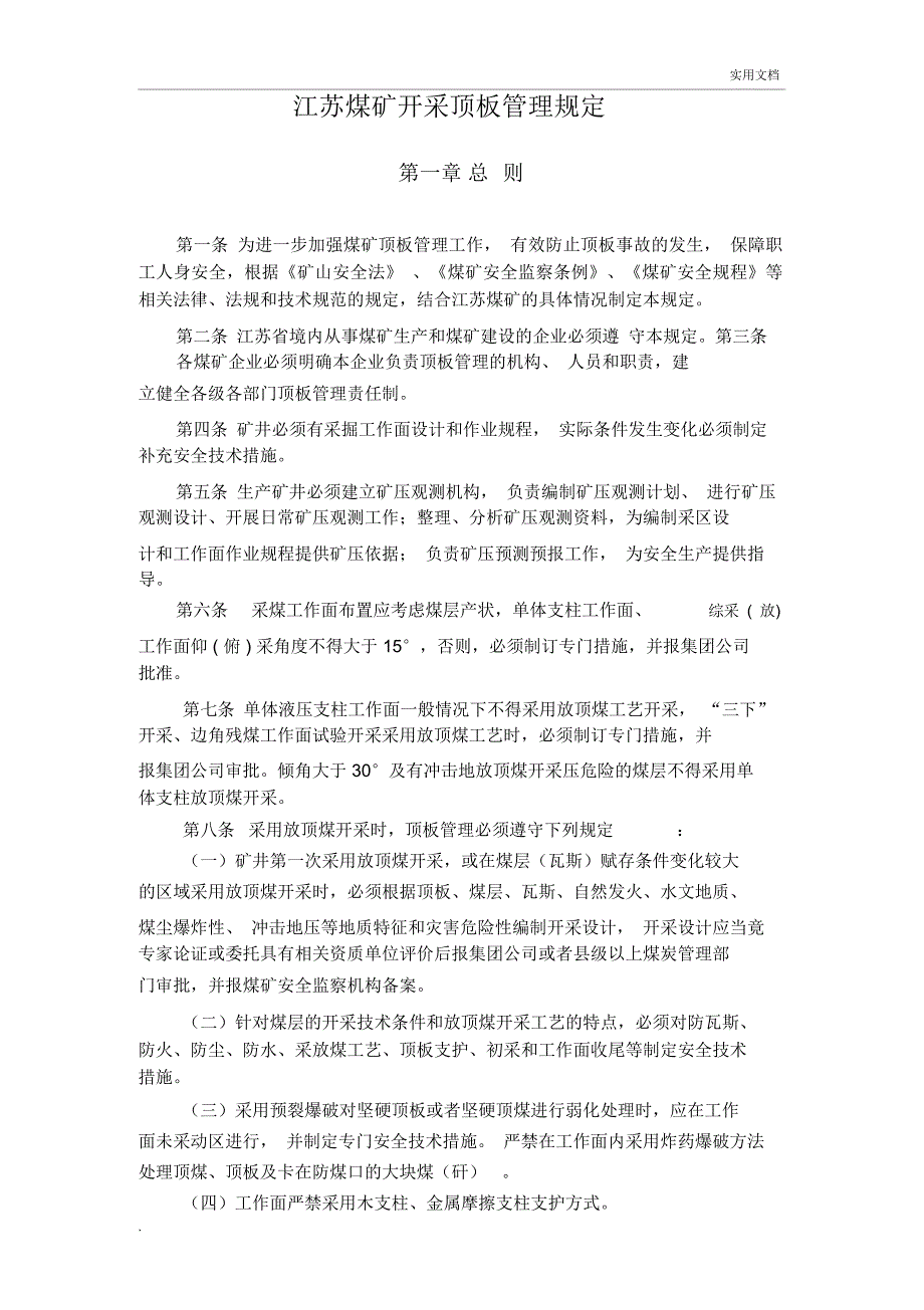 《顶板管理实施细则》_第1页