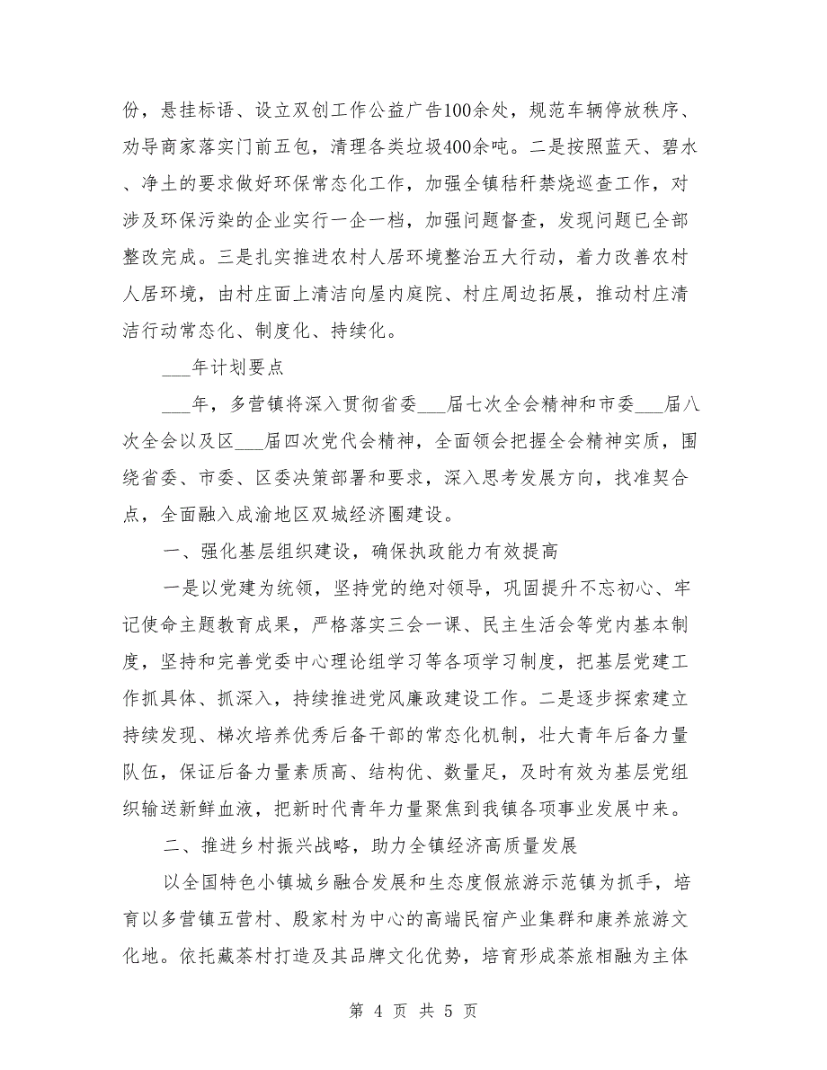 乡镇2021年工作总结及2021年工作要点_第4页