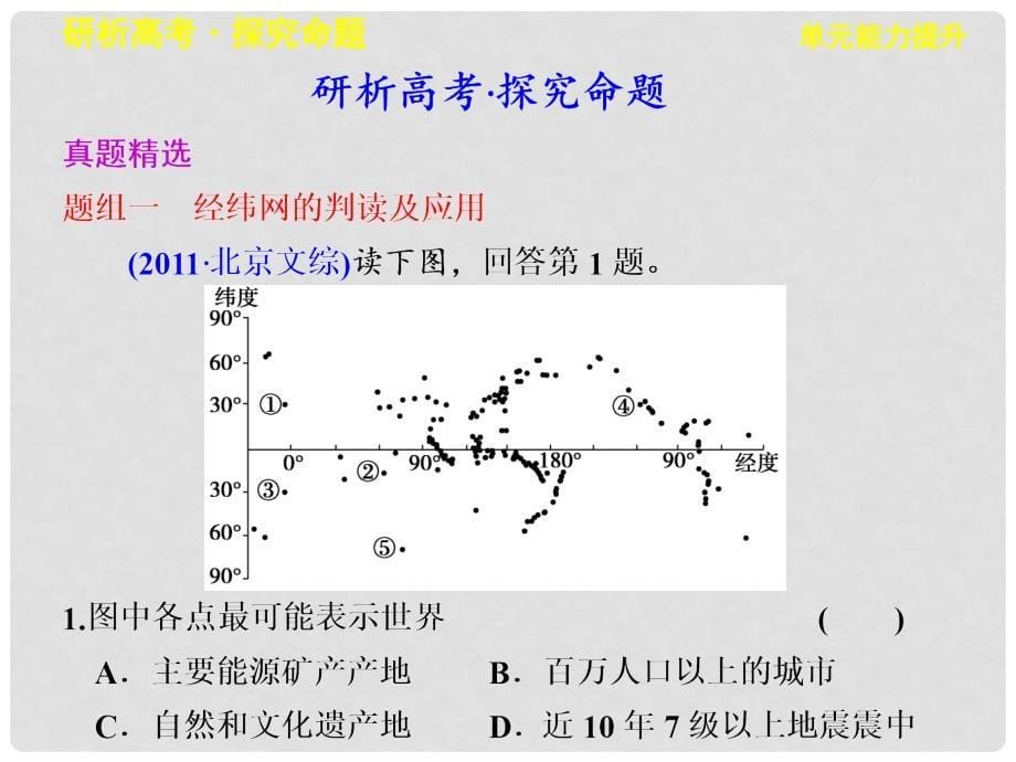 高考地理一轮复习 第一单元 地球与地图 单元能力提升课件 鲁教版_第5页