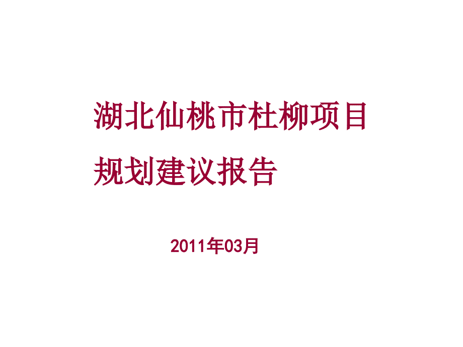 湖北仙桃市杜柳项目规划建议报告_第1页