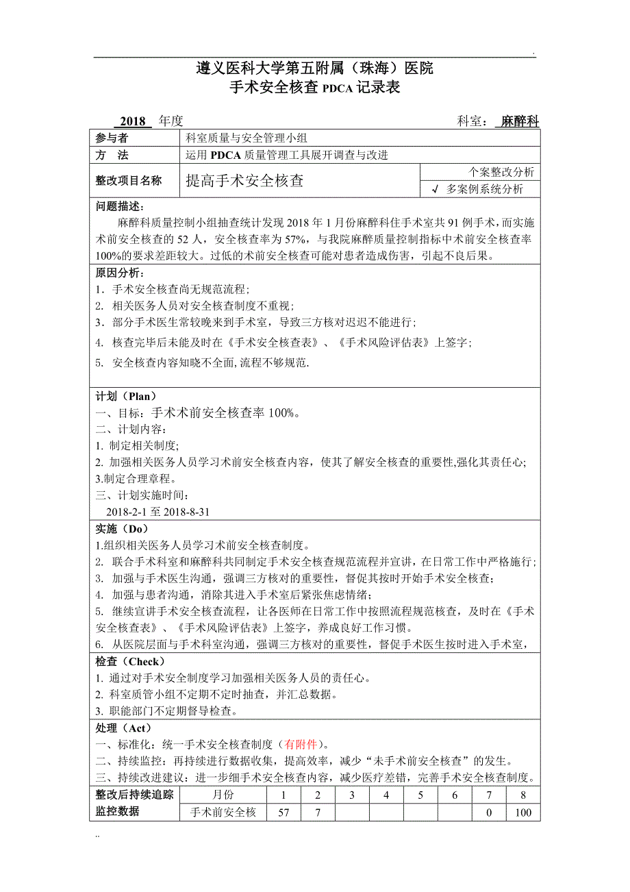 手术安全核查与手术风险评估制度PDCA_第1页