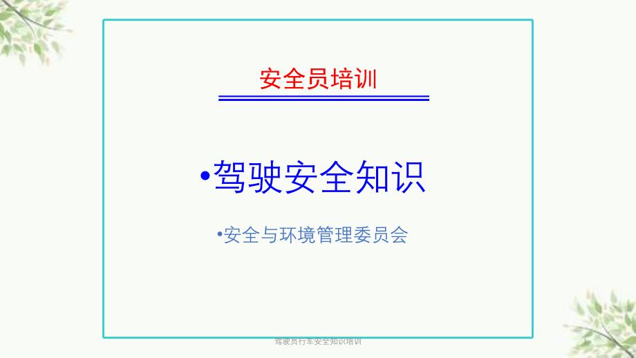 驾驶员行车安全知识培训_第1页