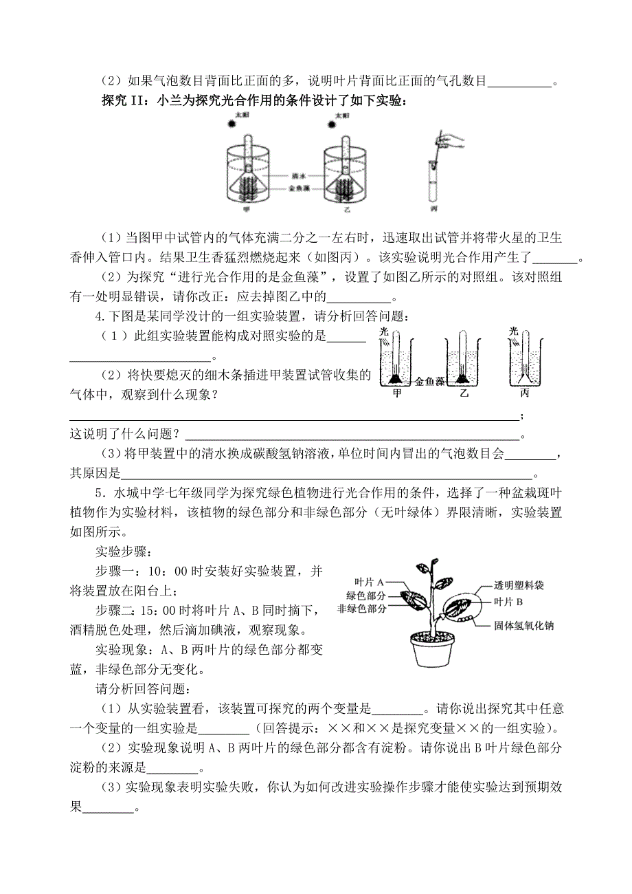 生物中考专题突破-绿色植物及生理作用(三)_第2页