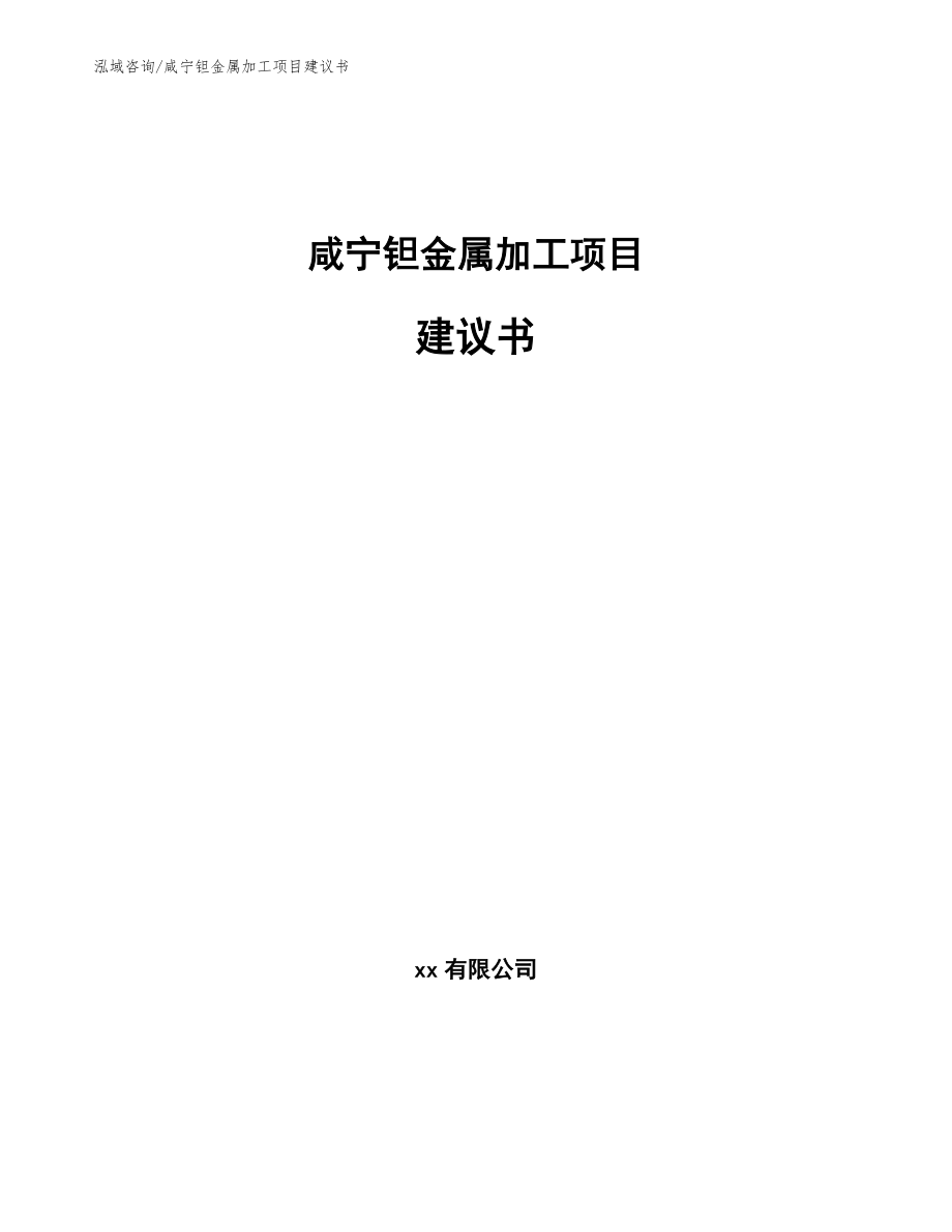 咸宁钽金属加工项目建议书参考模板_第1页