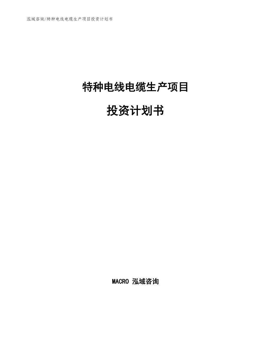 特种电线电缆生产项目投资计划书_第1页