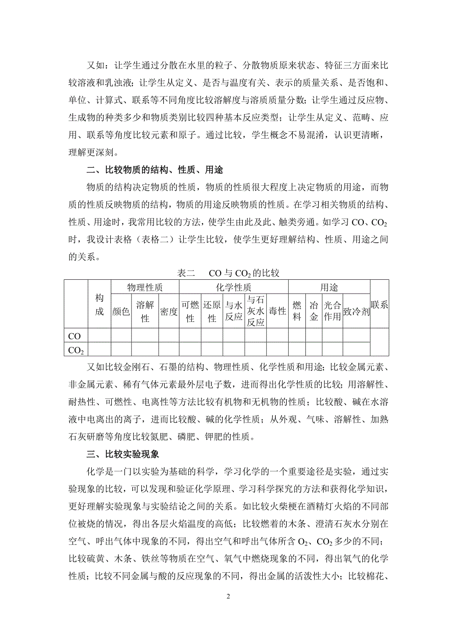 比较法在初中化学课堂教学的运用(方).doc_第2页