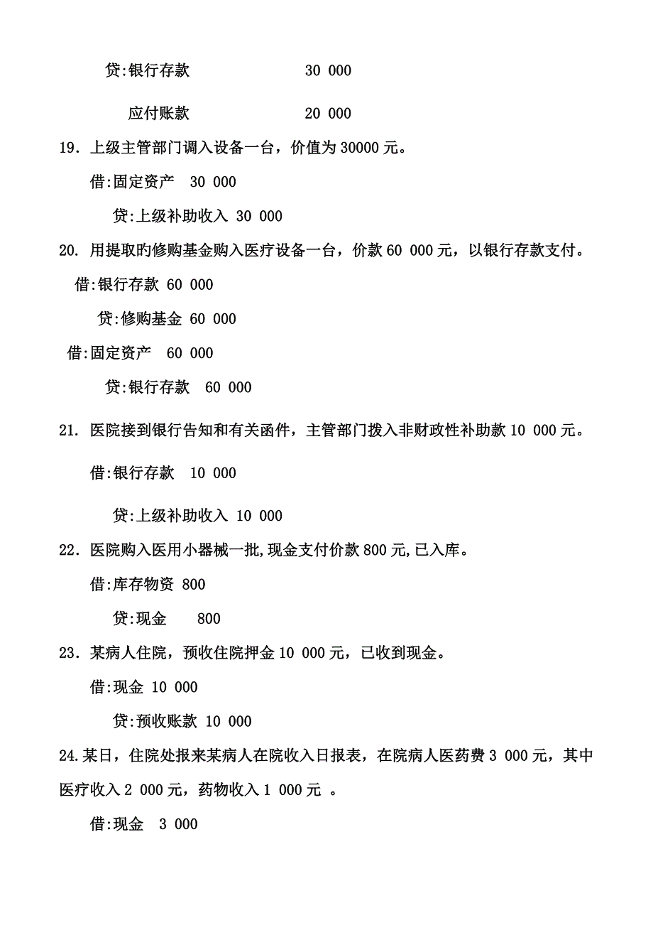 医院会计分录练习含答案_第4页