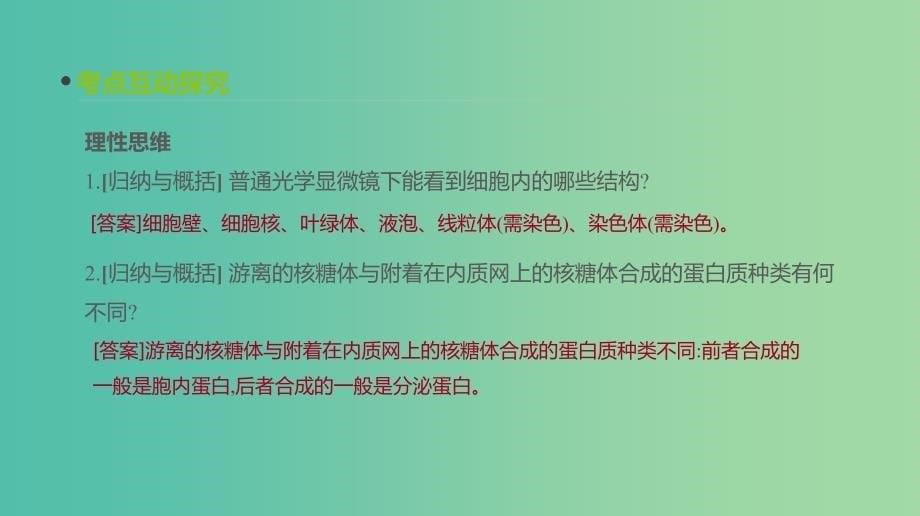 2019届高考生物一轮复习第2单元细胞的结构与物质的运输第6讲细胞器与生物膜系统课件.ppt_第5页