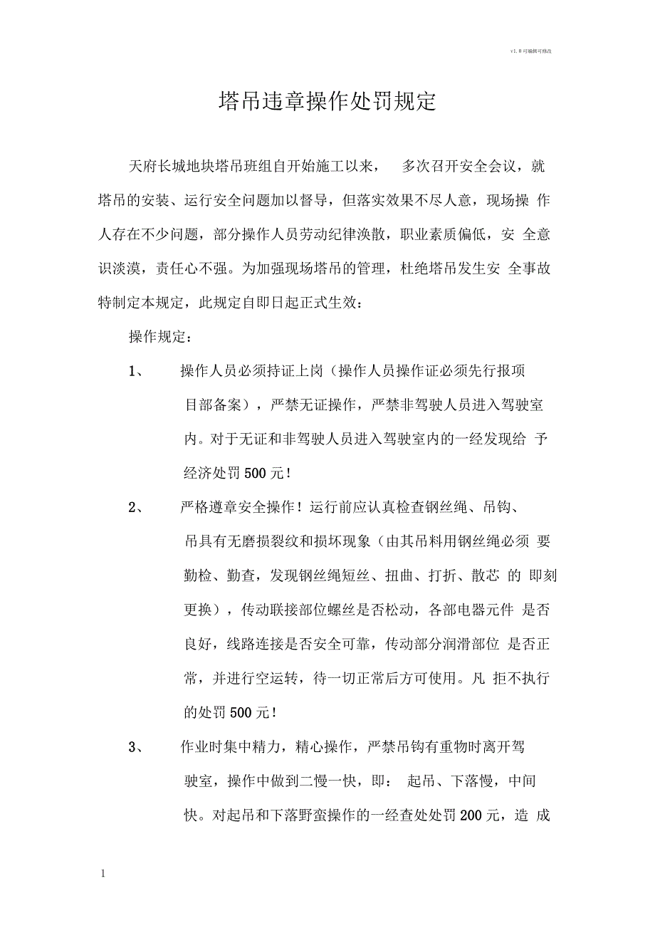 塔吊安全操作处罚规定_第1页