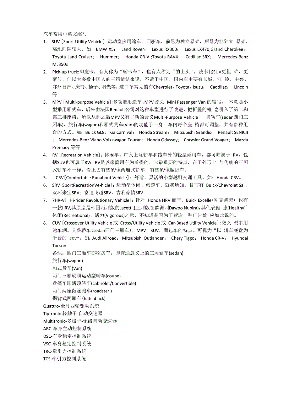 汽车常用中英缩写_第1页