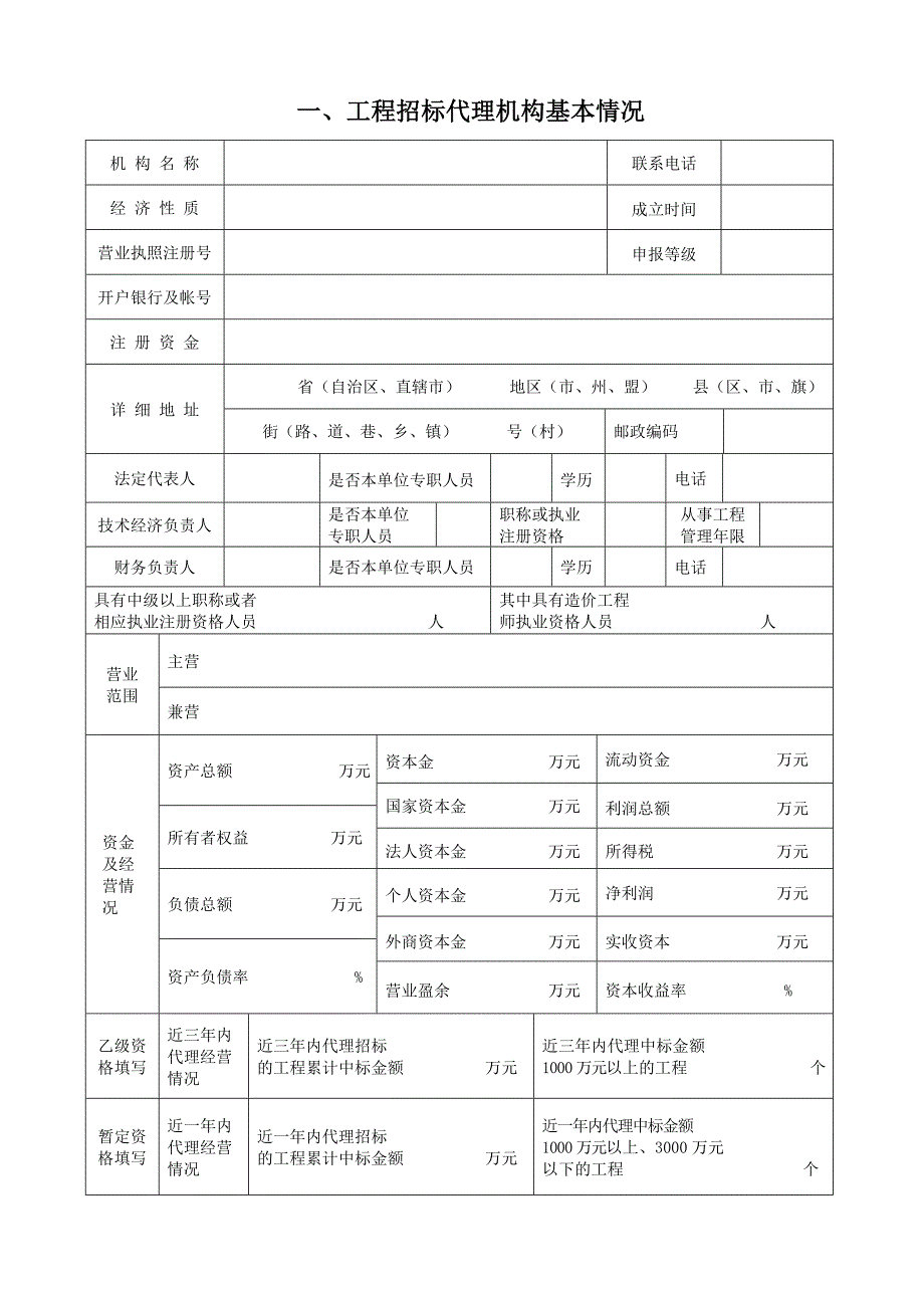 工程招标代理机构资格申请表_第3页