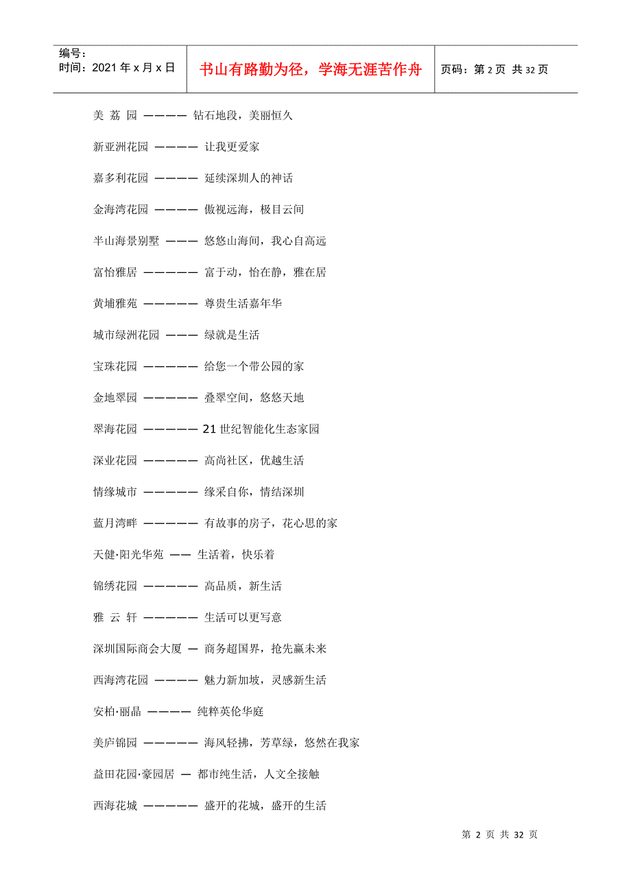 最新最全面的房地产广告语_第2页