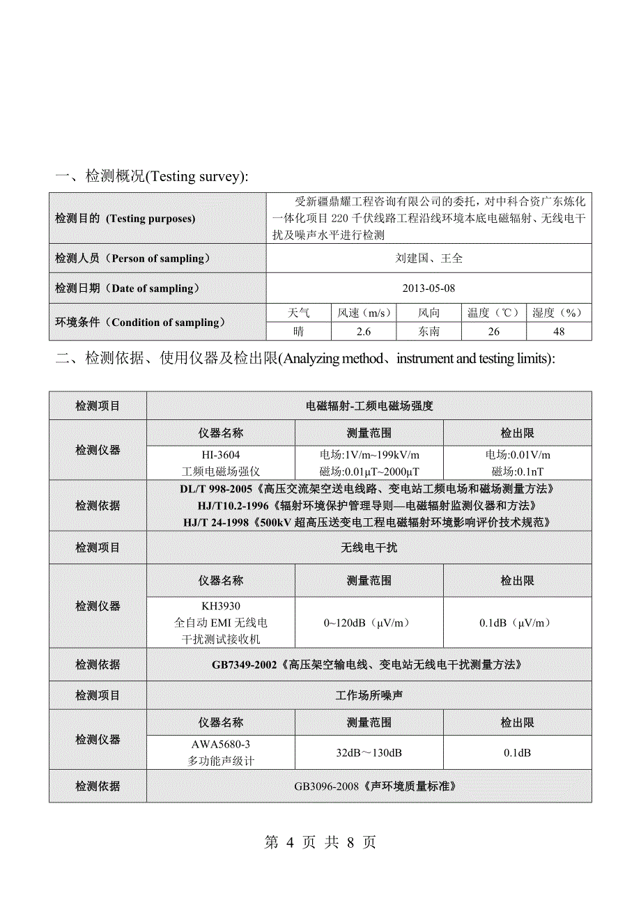 YCT-E 20130510001东海岛电磁辐射、无线电干扰及噪声水平检测.doc_第4页