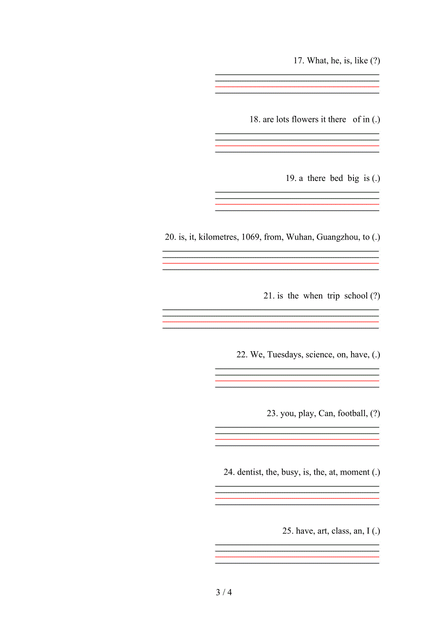 五年级新概念英语下册连词成句专项提升练习_第3页