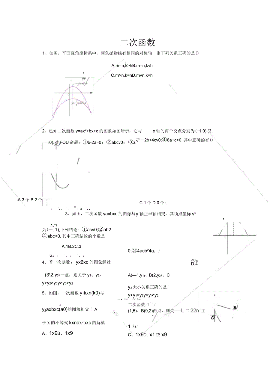 二次函数培优经典题_第1页