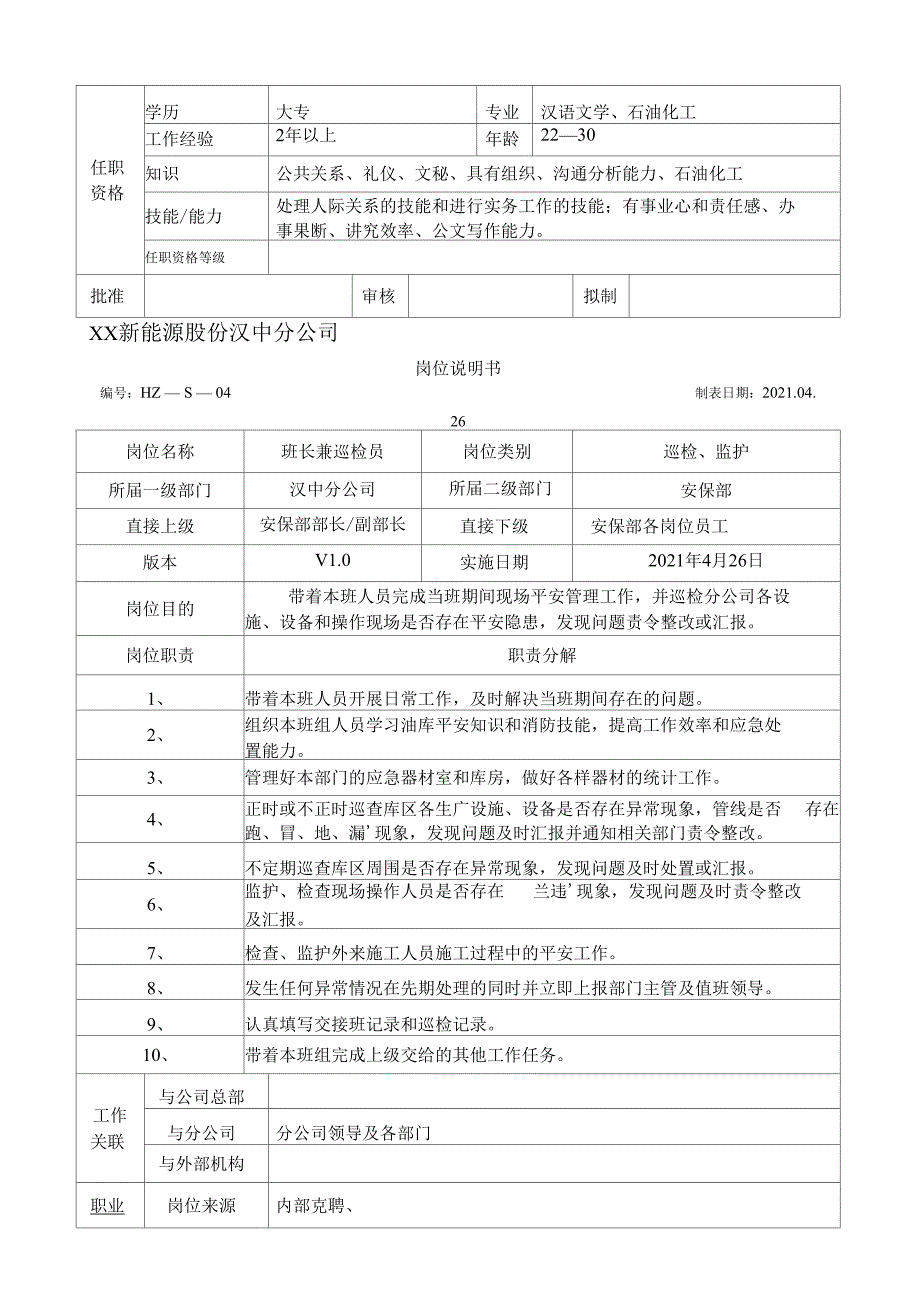 新能源股份公司岗位说明书_第4页