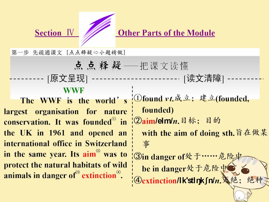 2019年高中英语 Module 6 Animals in danger Section Ⅳ Other Parts of the Module课件 外研版必修5_第1页