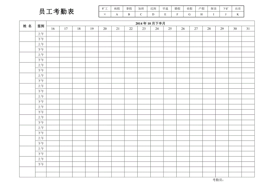 云南屹泽物业员工签到表.doc_第4页