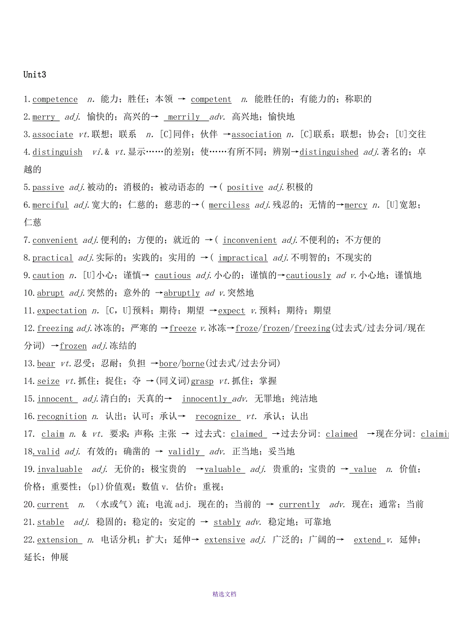 人教版高中英语选修8重点词词性转换_第3页