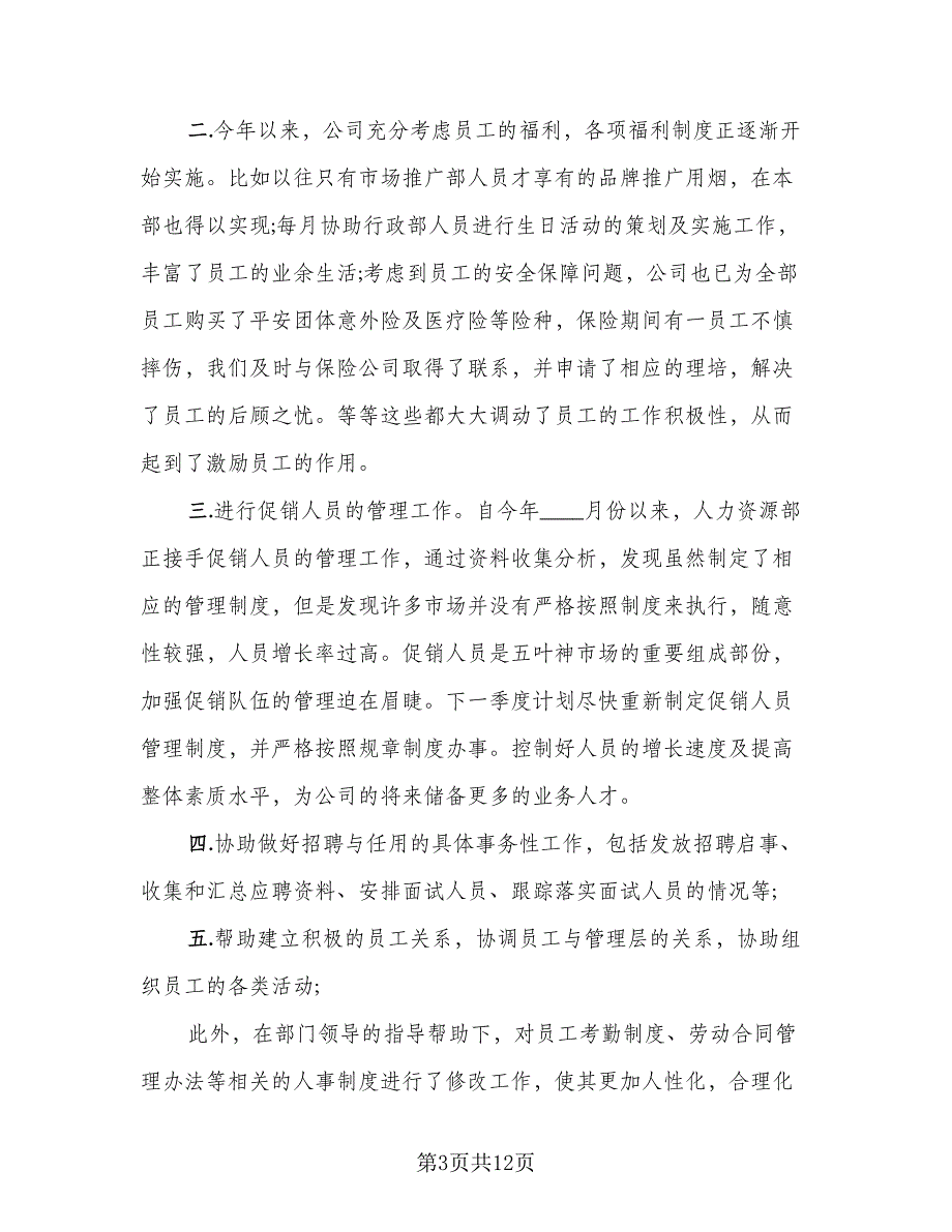 2023人力资源个人总结范本（四篇）_第3页