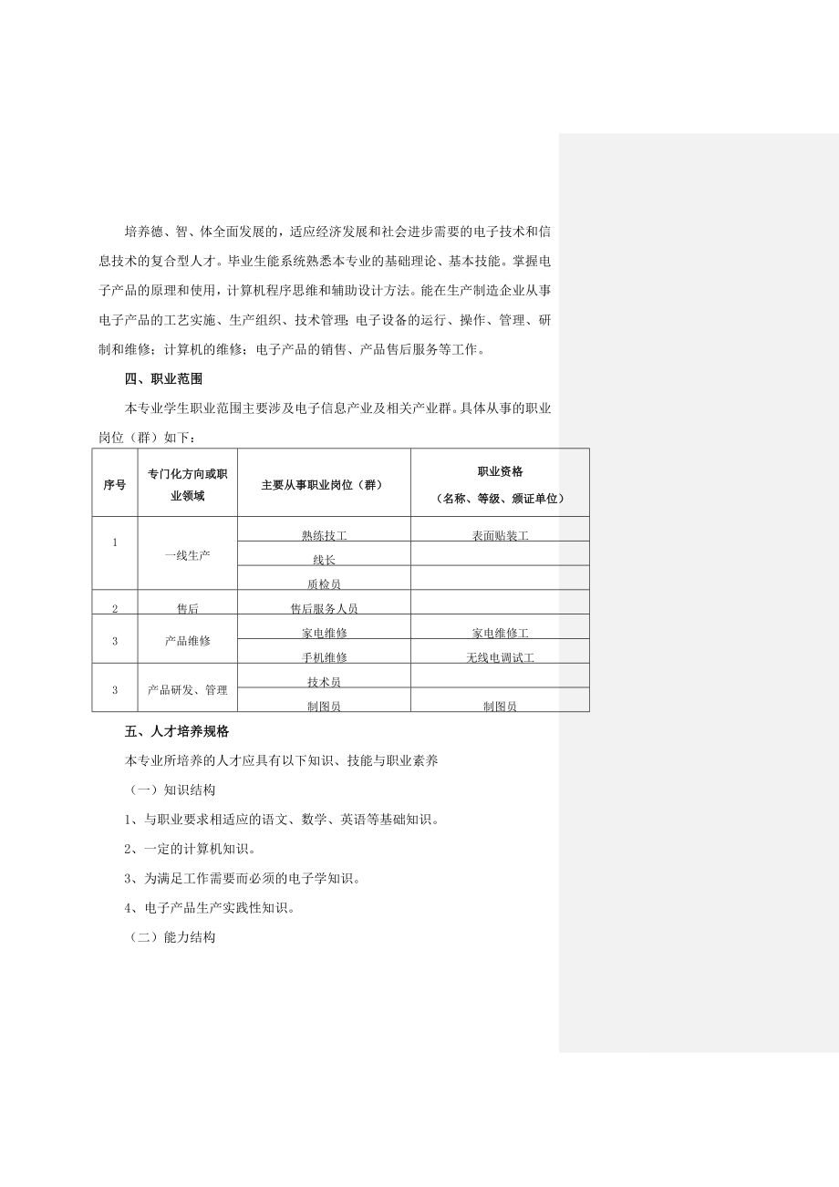 高职电子专业人才培养方案_第3页