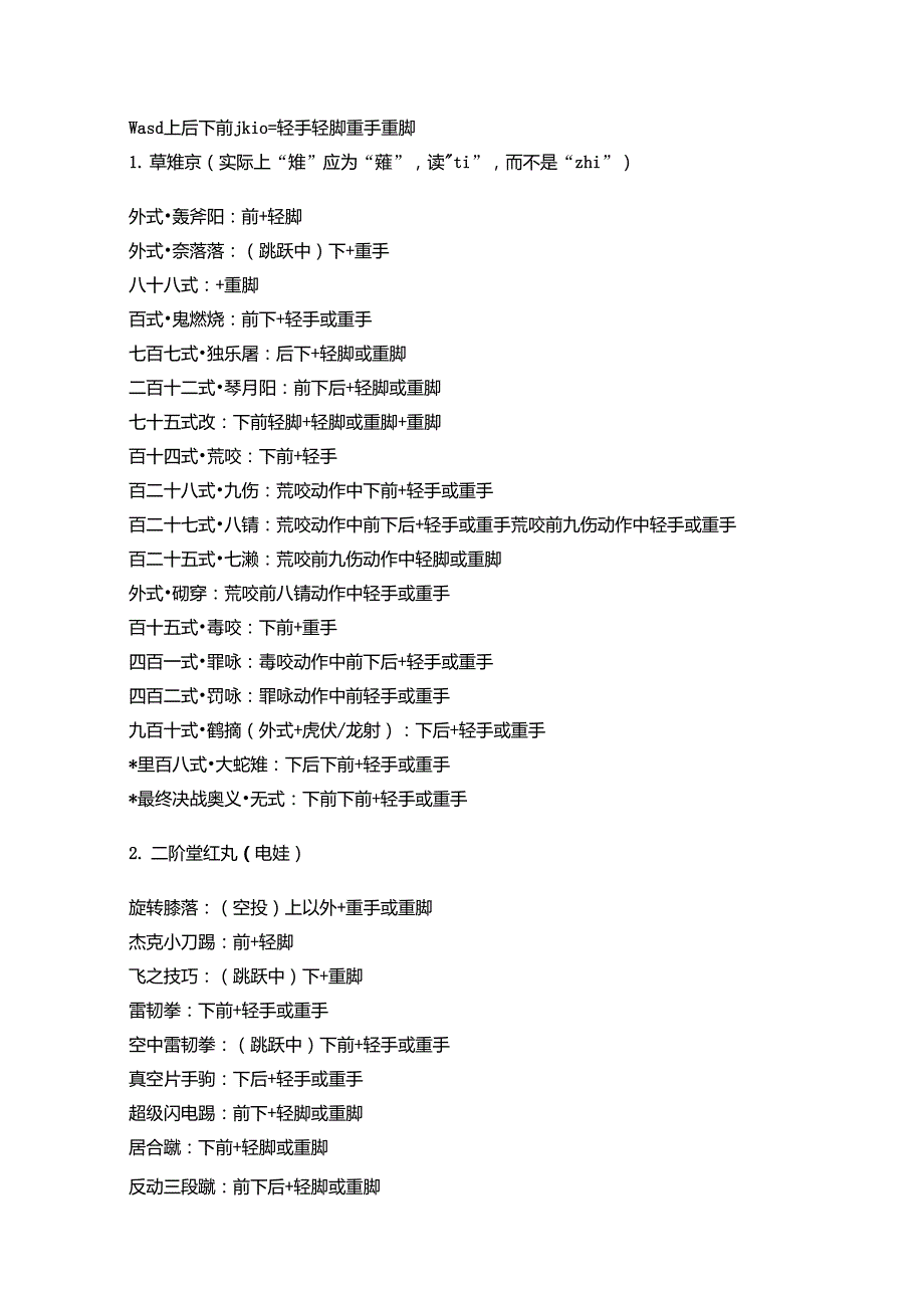 97拳皇键盘出招表大全_第1页