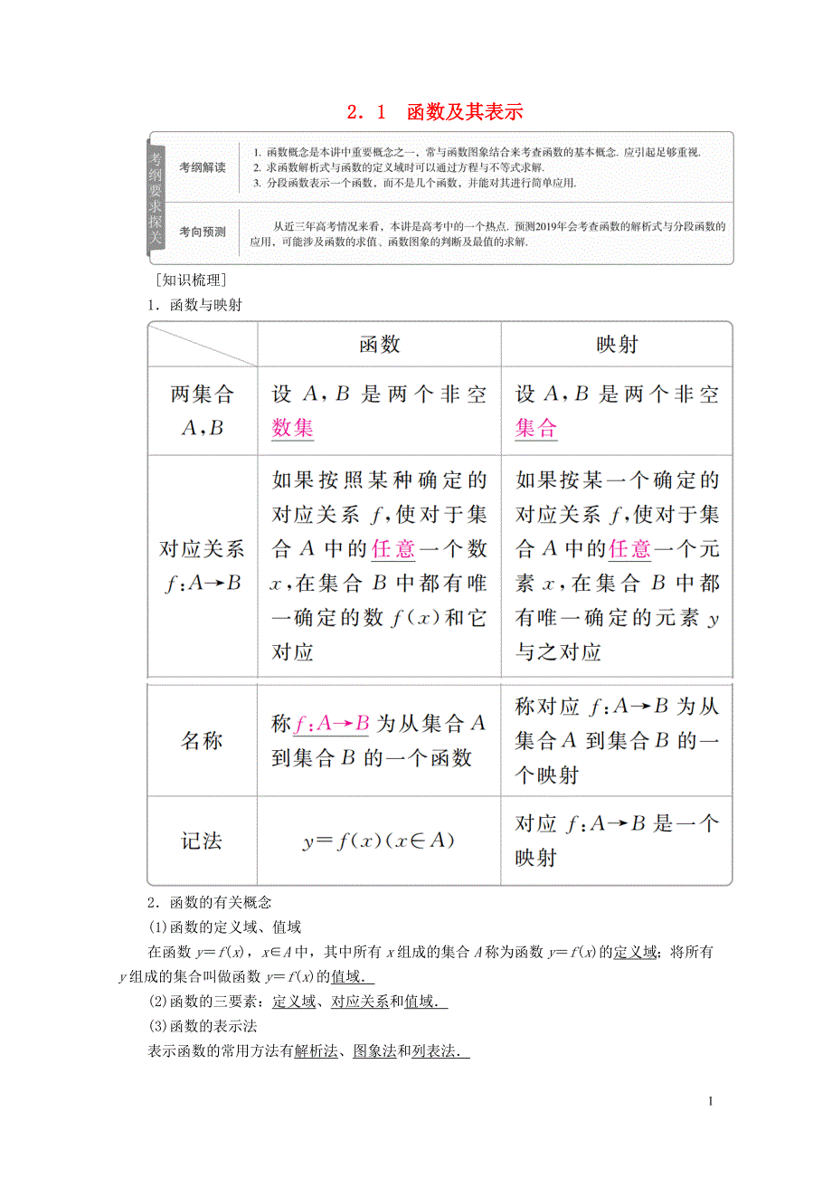 高考数学一轮复习第2章函数导数及其应用2.1函数及其表示学案理05212106_第1页