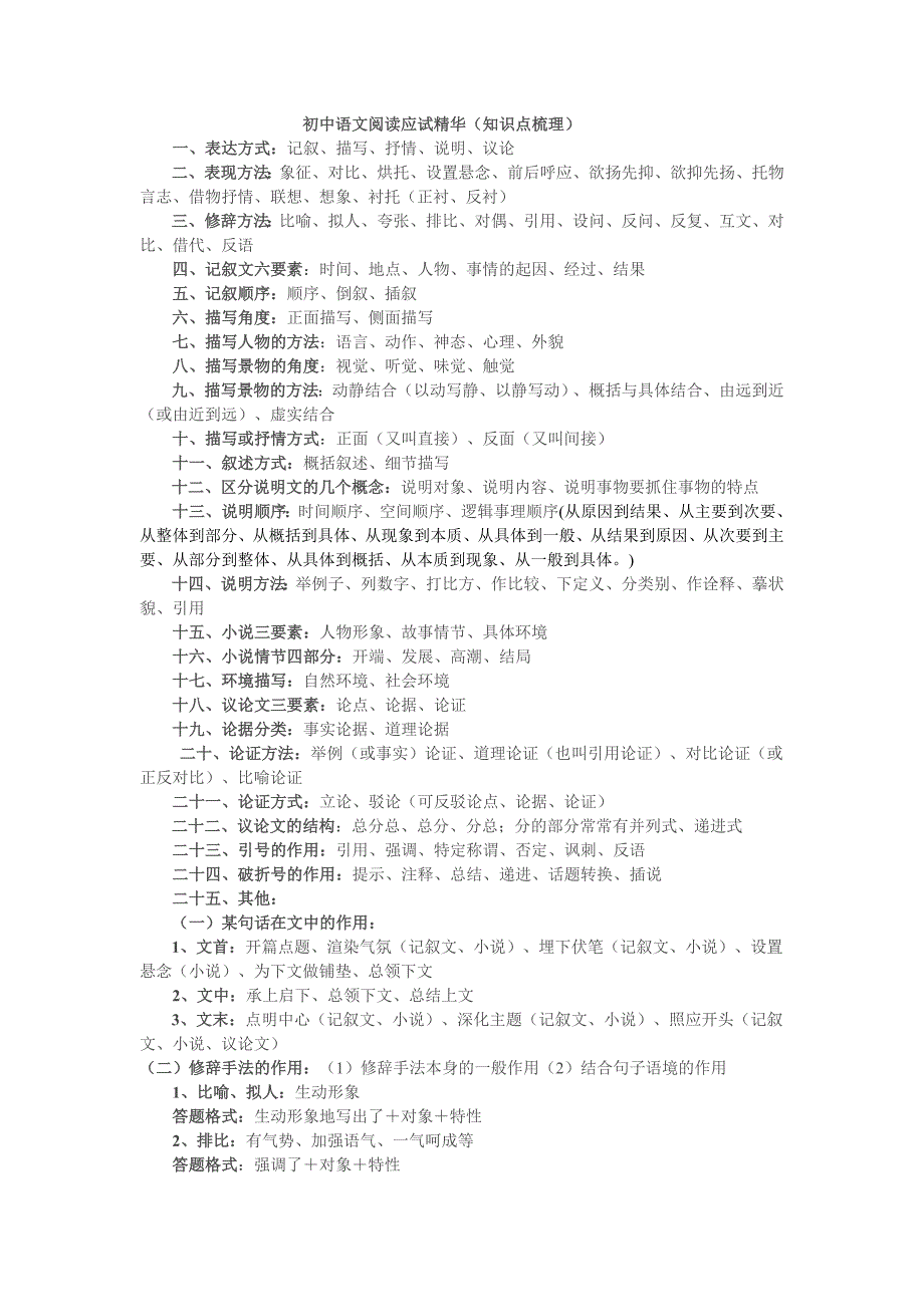 初中语文阅读应试精华（知识点梳理）.doc_第1页