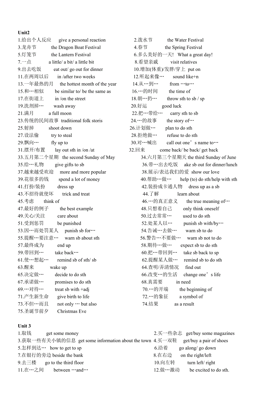 九年级各单元短语_第2页