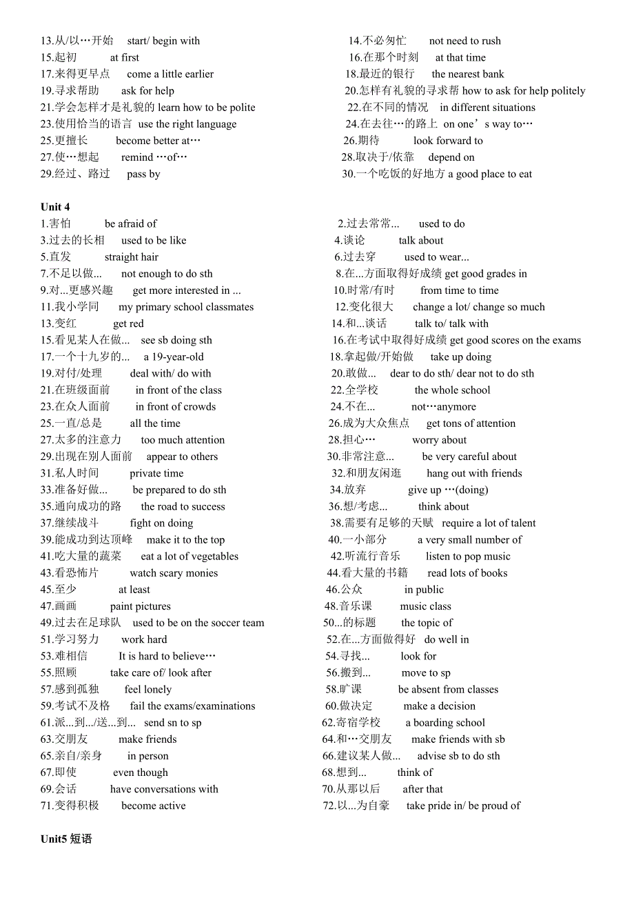 九年级各单元短语_第3页