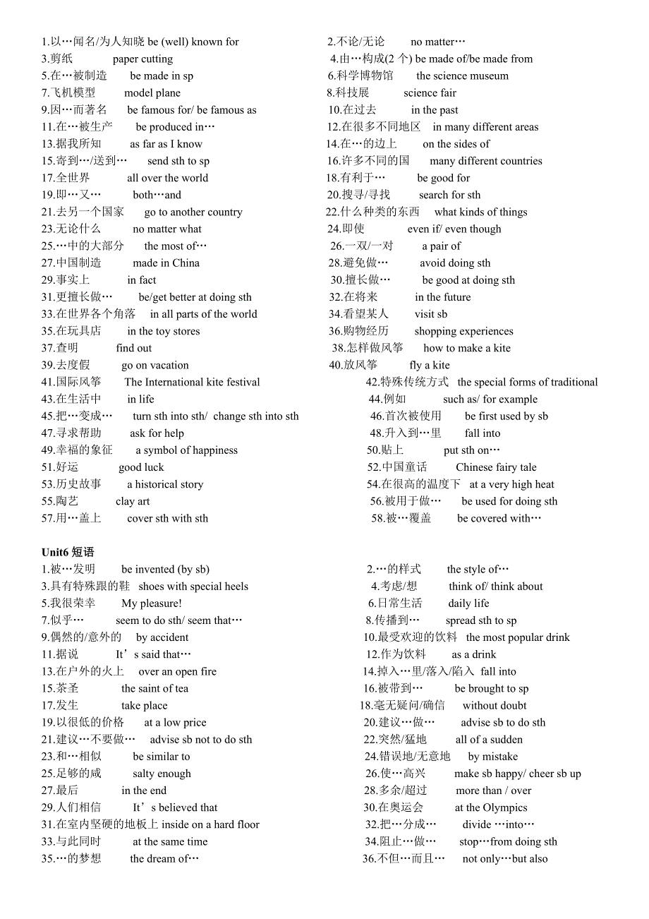 九年级各单元短语_第4页