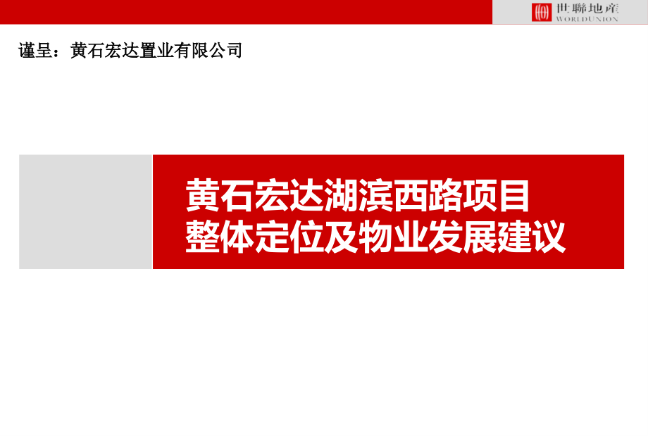 湖北黄石宏达地产项目整体定位与物业发展建议报告_第1页