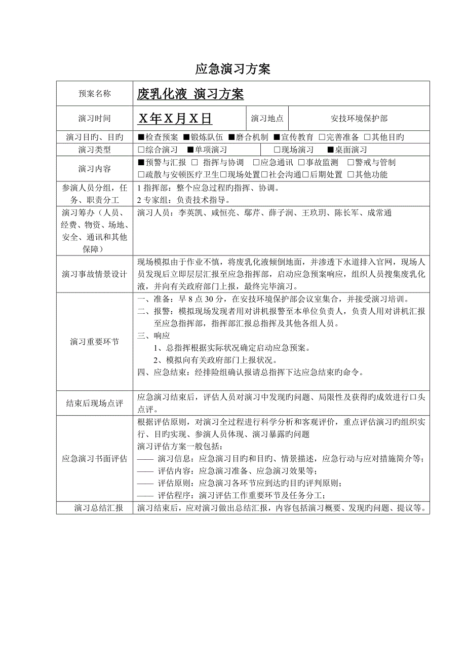 废乳化液泄漏应急演练方案_第2页