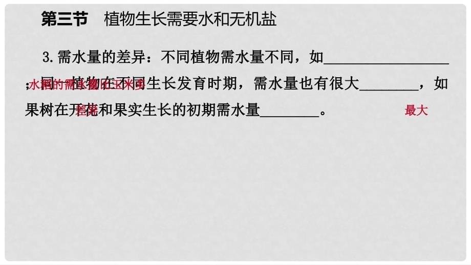 七年级生物上册 第三单元 第五章 第三节 植物生长需要水和无机盐课件 （新版）苏教版_第5页