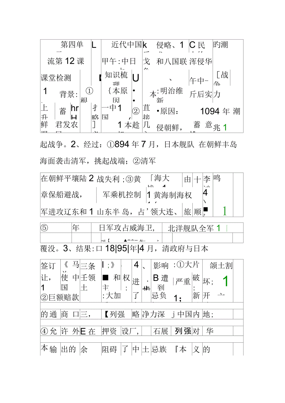 甲午中日战争和八国联军侵华课堂检测_第1页