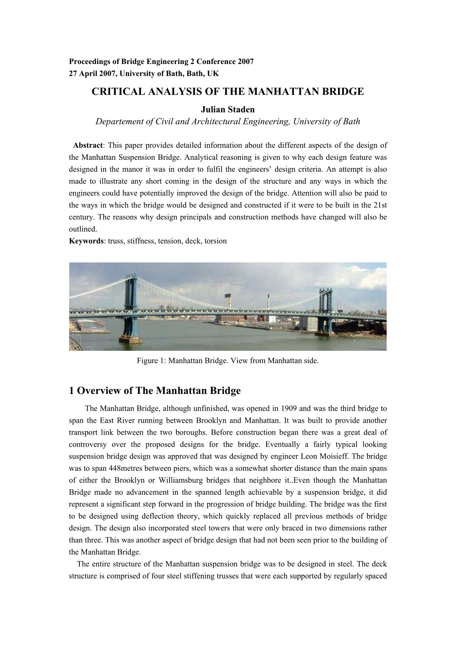 桥梁设计外文翻译曼哈顿大桥的研究与分析_第1页