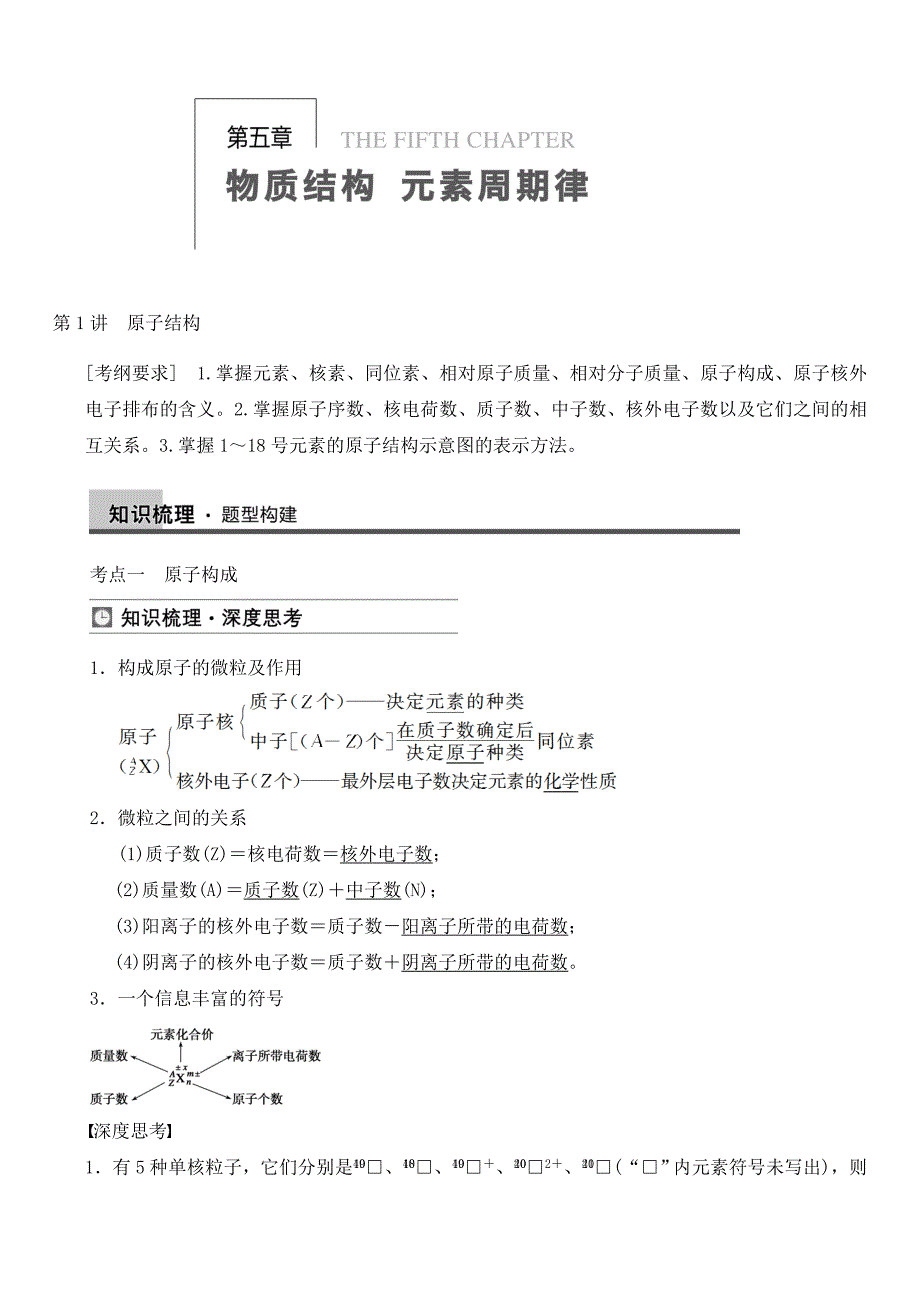 2018届新人教课标Ⅰ高三化学一轮总复习资料word版：第五章-第1讲.doc_第1页