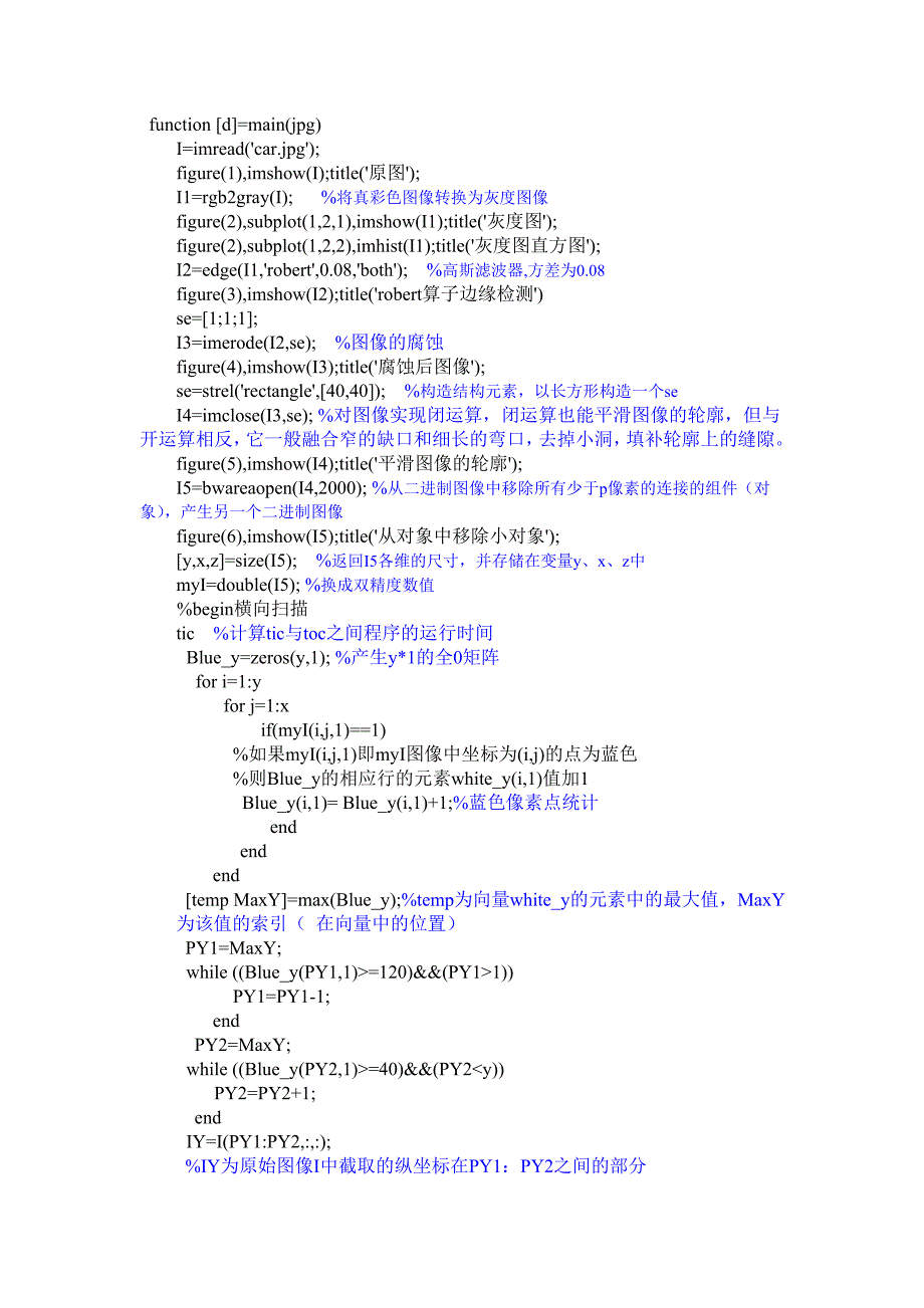 车牌识别程序(带注释).doc_第1页