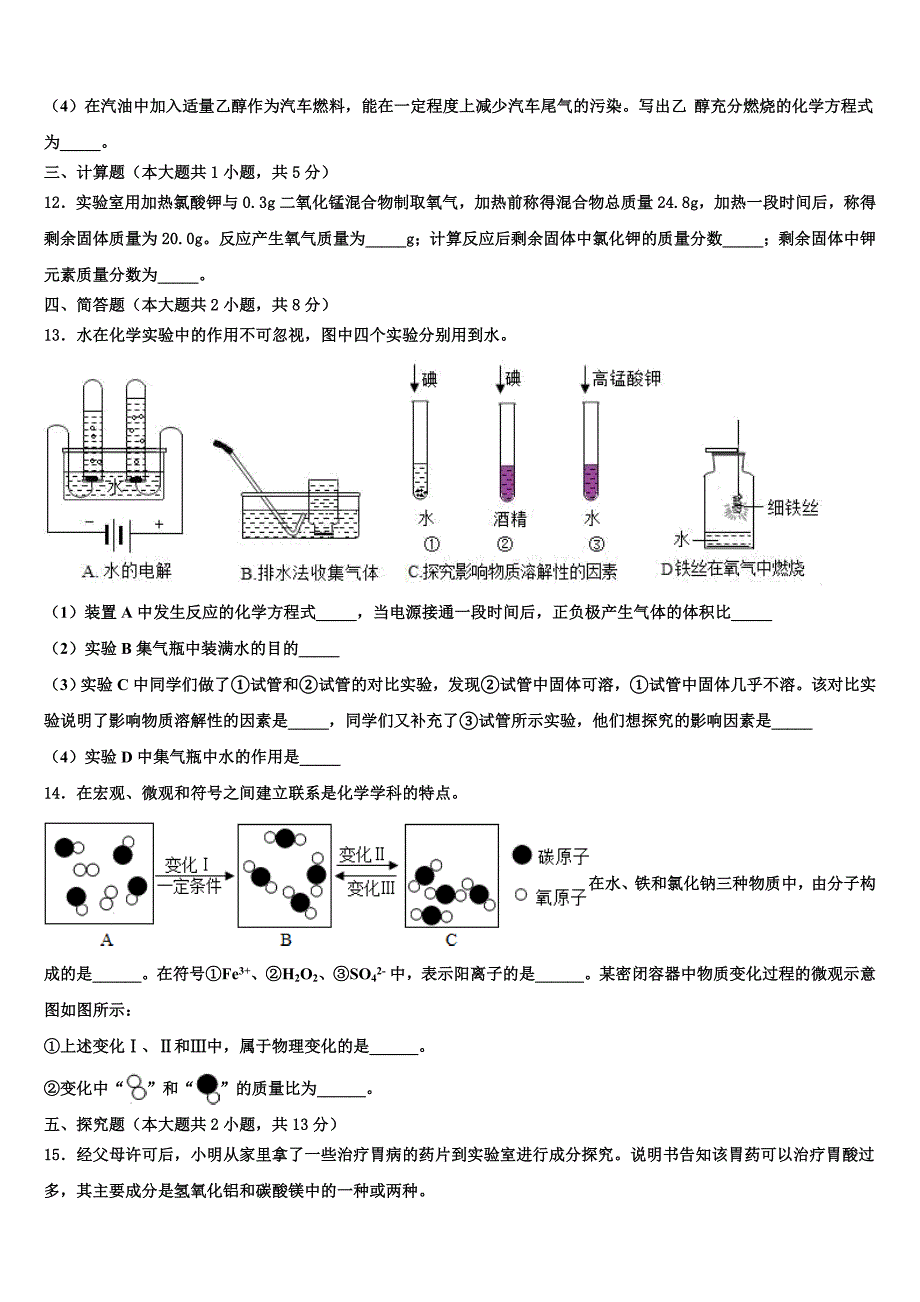 安徽省宿州十一中学2023学年中考化学考试模拟冲刺卷（含答案解析）.doc_第3页