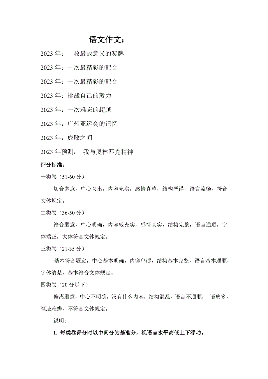 2023年体育单招语文作文_第1页