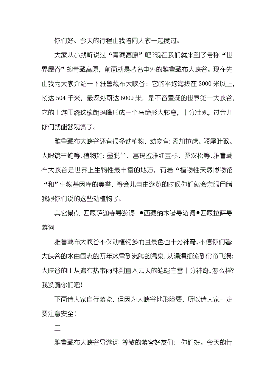 雅鲁藏布大峡谷导游词200字_第2页